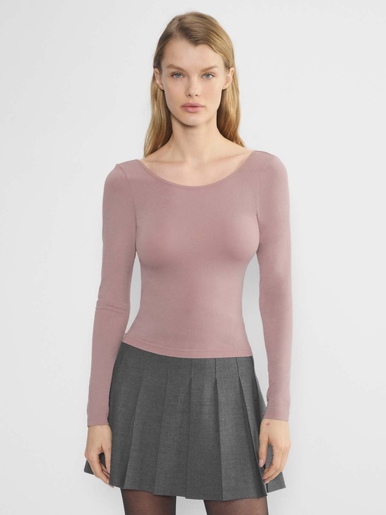 Aritzia Tops - Aritzia Long-Sleeve Scoop Neck Top in Mauve